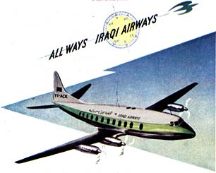 Iraqi airways poster, printed size 10.22cm wide x 8.2cm high