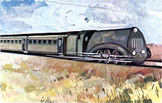 Iraq, painting of a train, printed size 17.27cm wide x 10.97cm high