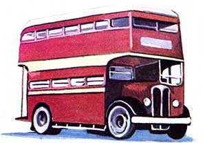 Iraq, a red 'London' bus, printed size 9.86cm wide x 6.92cm high