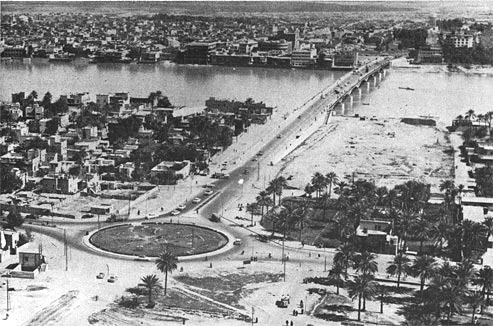 Baghdad, the Jamhuriya Bridge, printed size 16.49cm wide x 10.9cm high